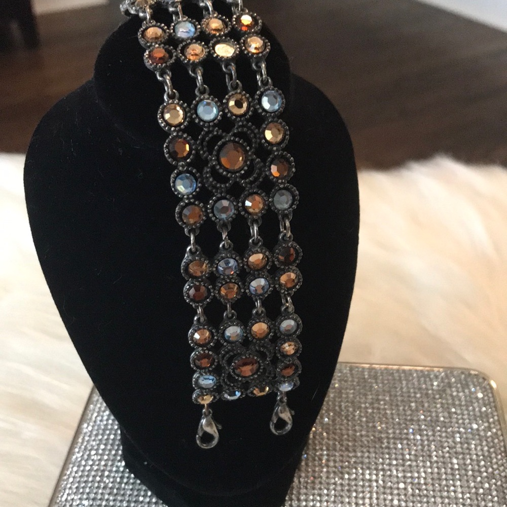 Silver Blue Brown Bronze Bracelet & Earrings Set